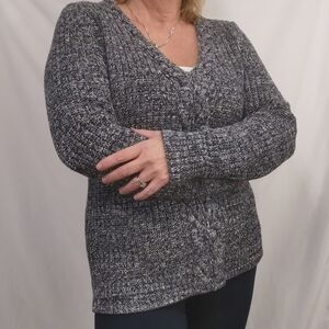 Banana Republic Black Mix V-Neck Sweater - Sz L